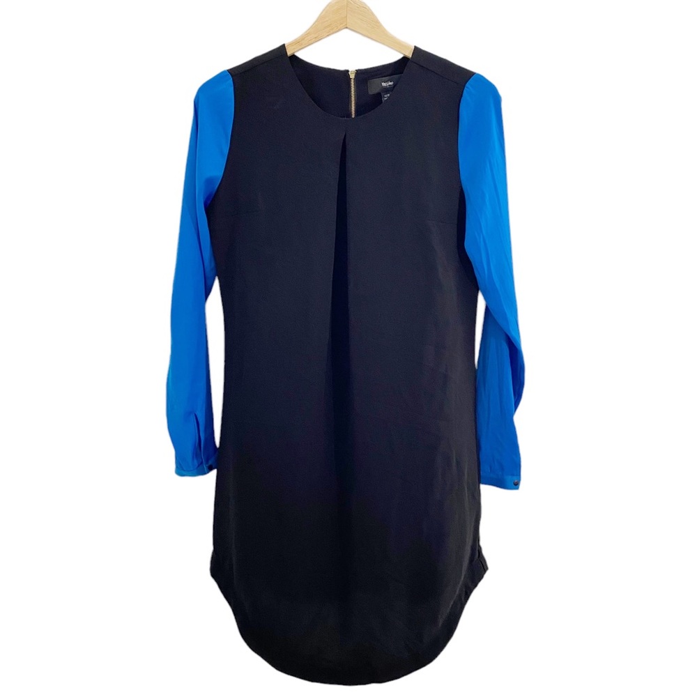 Mossimo Black Shift Tunic Dress With Long Blue Sleeves, Size XS